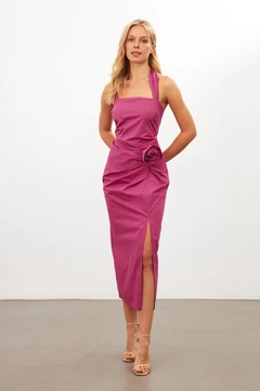 A wholesale clothing model wears str11400-dress-dusty-rose, Turkish wholesale Dress of Setre