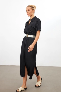 Hurtowa modelka nosi str11419-dress-black, turecka hurtownia Sukienka firmy Setre