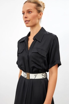 Модел на дрехи на едро носи str11419-dress-black, турски едро рокля на Setre