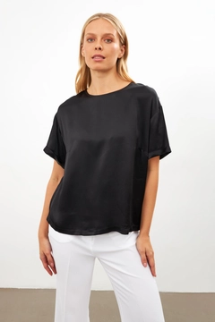 Модель оптовой продажи одежды носит str11422-blouse-black, турецкий оптовый товар Блузка от Setre.