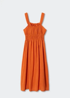 A wholesale clothing model wears SBE10189 - Dress - Orange, Turkish wholesale Dress of Sobe