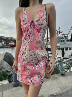 A wholesale clothing model wears SBE10220 - Dress - Pink, Turkish wholesale Dress of Sobe