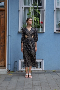 A wholesale clothing model wears SBE10486 - Dress - Black, Turkish wholesale Dress of Sobe