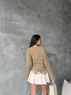 A wholesale clothing model wears sbe10657-sweater-mink, Turkish wholesale Sweater of Sobe