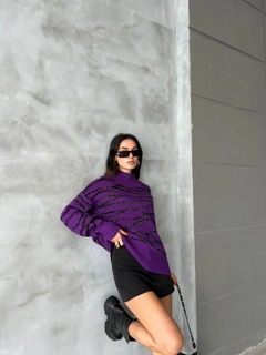 A wholesale clothing model wears sbe10707-sweater-purple, Turkish wholesale Sweater of Sobe