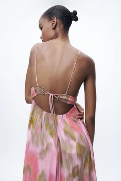 A wholesale clothing model wears sbe10745-dress-pink-&-mink, Turkish wholesale Dress of Sobe