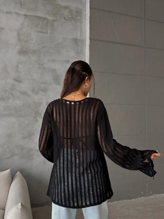 A wholesale clothing model wears sbe10770-cardigan-black, Turkish wholesale Cardigan of Sobe