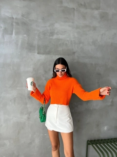 A wholesale clothing model wears sbe10809-sweater-orange, Turkish wholesale Sweater of Sobe