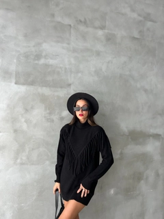 A wholesale clothing model wears sbe10898-sweater-black, Turkish wholesale Sweater of Sobe