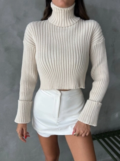 A wholesale clothing model wears sbe10994-sweater-stone, Turkish wholesale Sweater of Sobe