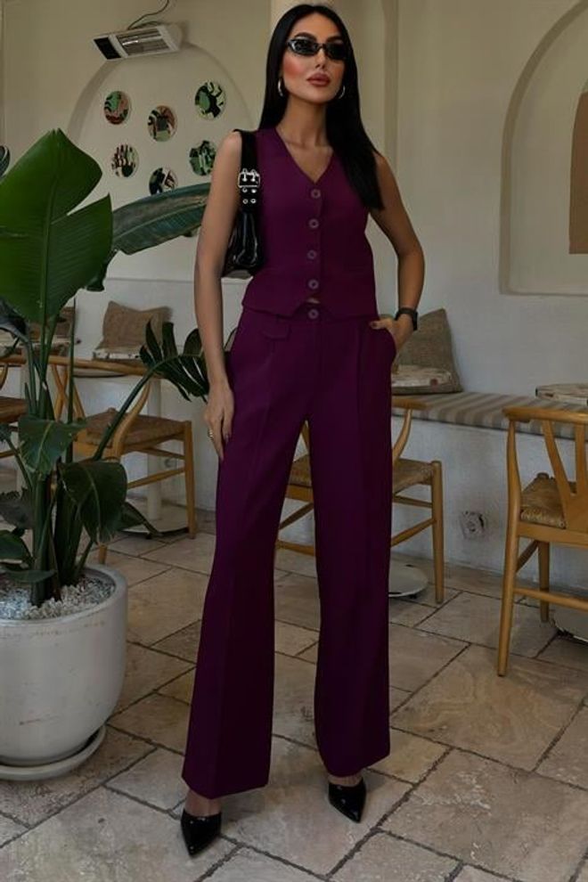 Sobe Istanbul Conjunto De Pantalones Cyrus Vest Color Ciruela Ropa al por mayor Formal