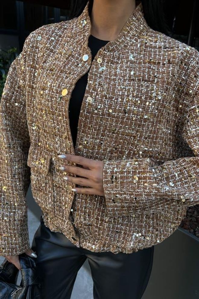 Sobe Istanbul Bomber Con Paillettes Oro Abbigliamento all'ingrosso Preppy