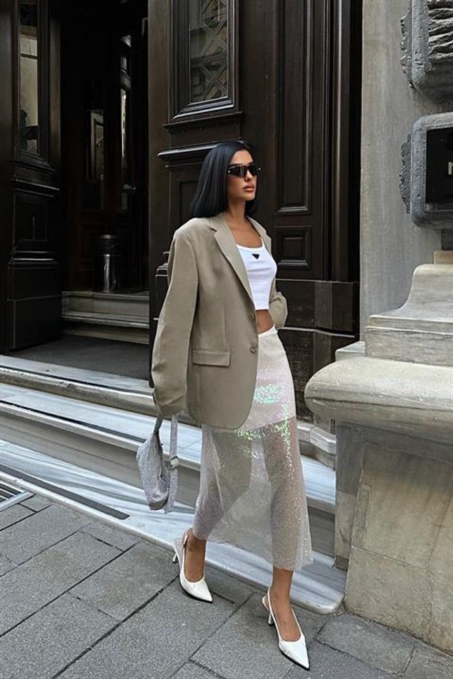 Sobe Istanbul تنورة مطرزة إكرو ملابس بالجملة رَسمِيّ