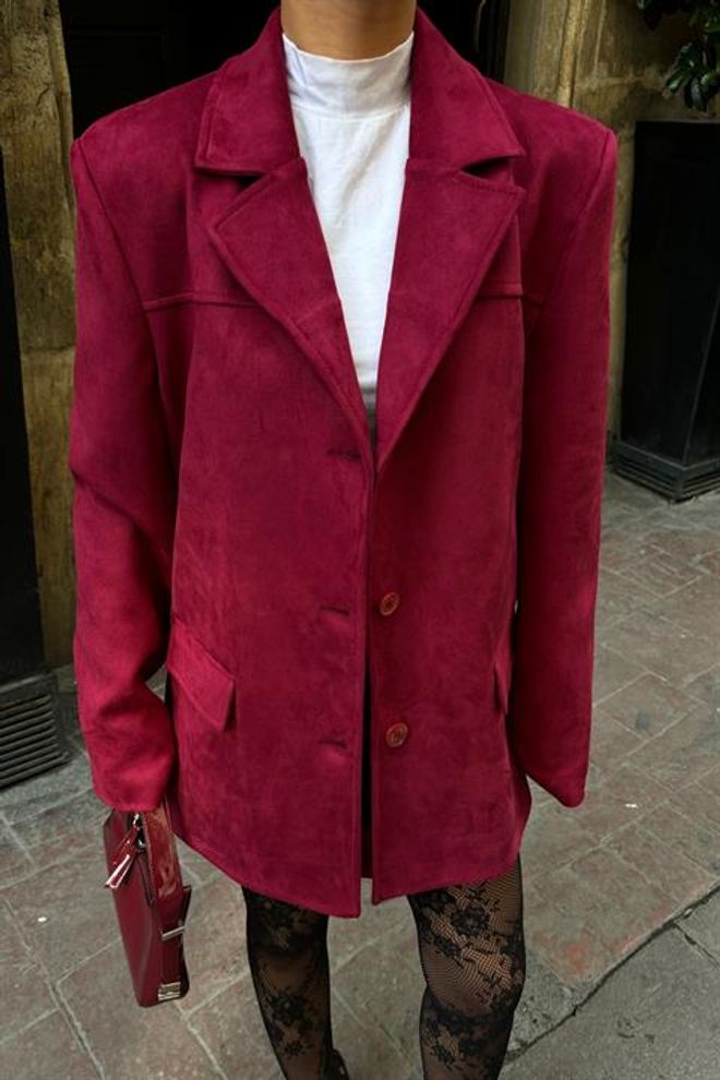 Sobe Istanbul Ensemble Jupe Élégante En Tissu Daim Rouge Claret Vêtements en gros Élégant