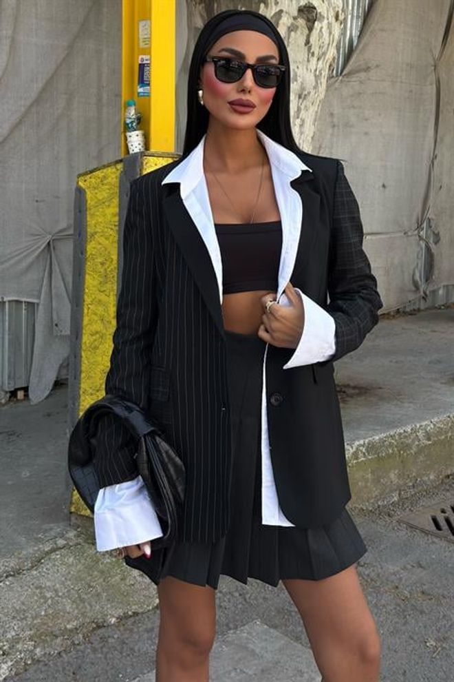 Sobe Istanbul Giacca Blazer Guarnita Nera Abbigliamento all'ingrosso Formale