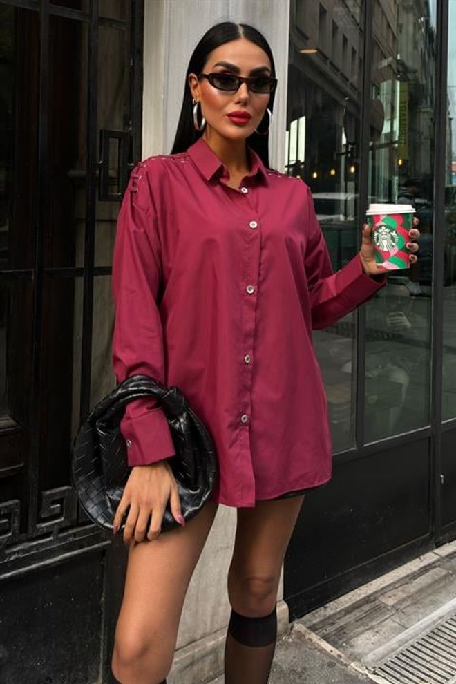 Sobe Istanbul Marškiniai Claret Red Didmeninė prekyba drabužiais Kokteilinė