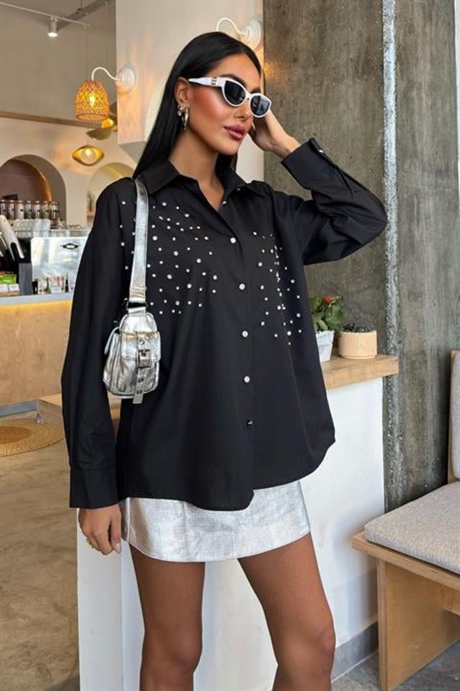 Sobe Istanbul Camicia In Popeline Con Borchie Di Pietre Di Cristallo Abbigliamento all'ingrosso Elegante