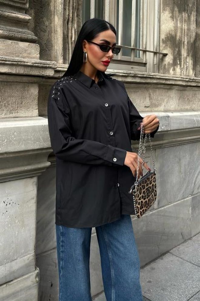 Sobe Istanbul Camicia In Popeline Con Occhielli E Dettaglio Profilato Abbigliamento all'ingrosso Casuale