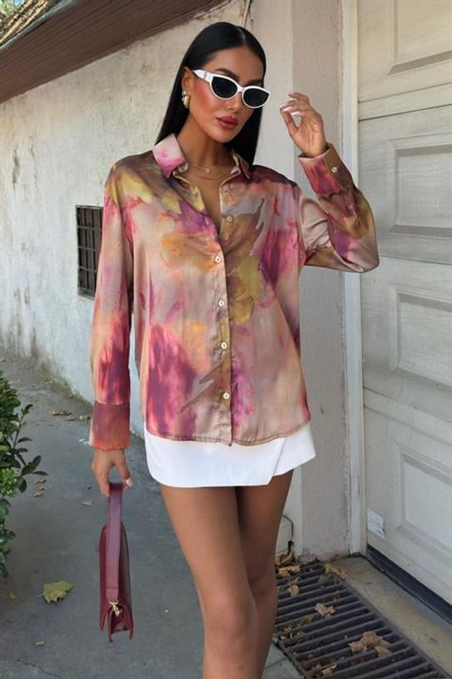 Sobe Istanbul Satynowa Koszula We Wzór Batikowy Hurtowa sprzedaż odzieży Casual