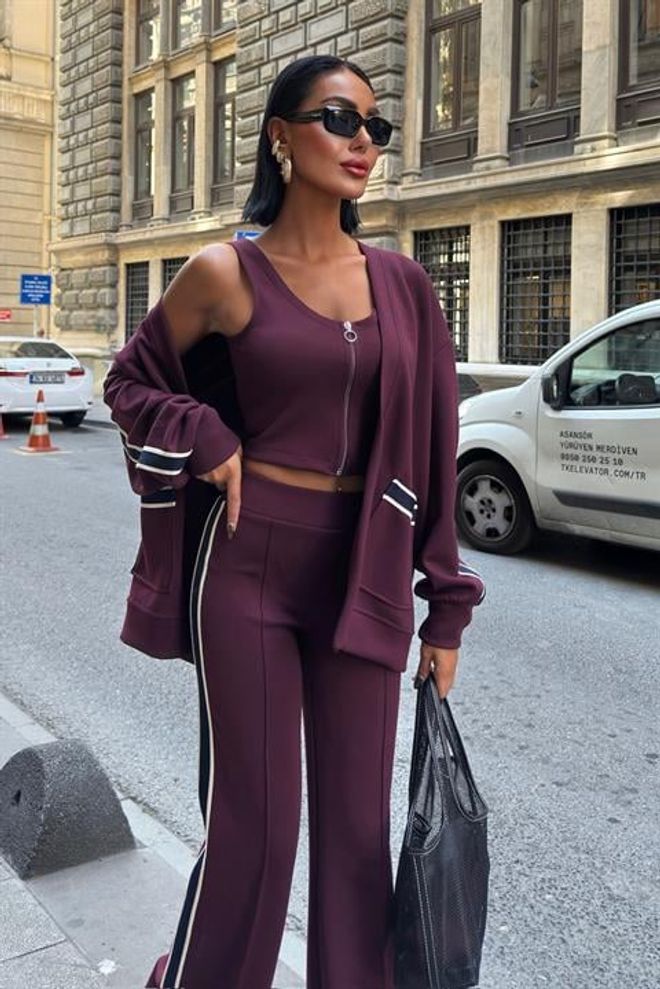 Sobe Istanbul Ensemble Décontracté Sport Rouge Bordeaux Vêtements en gros 1