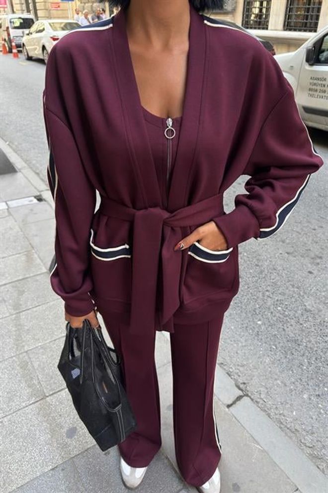 Sobe Istanbul Ensemble Décontracté Sport Rouge Bordeaux Vêtements en gros Printemps