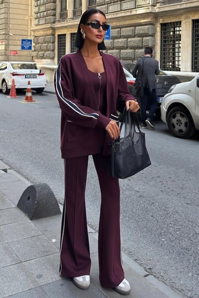 Sobe Istanbul Ensemble Décontracté Sport Rouge Bordeaux Vêtements en gros 5