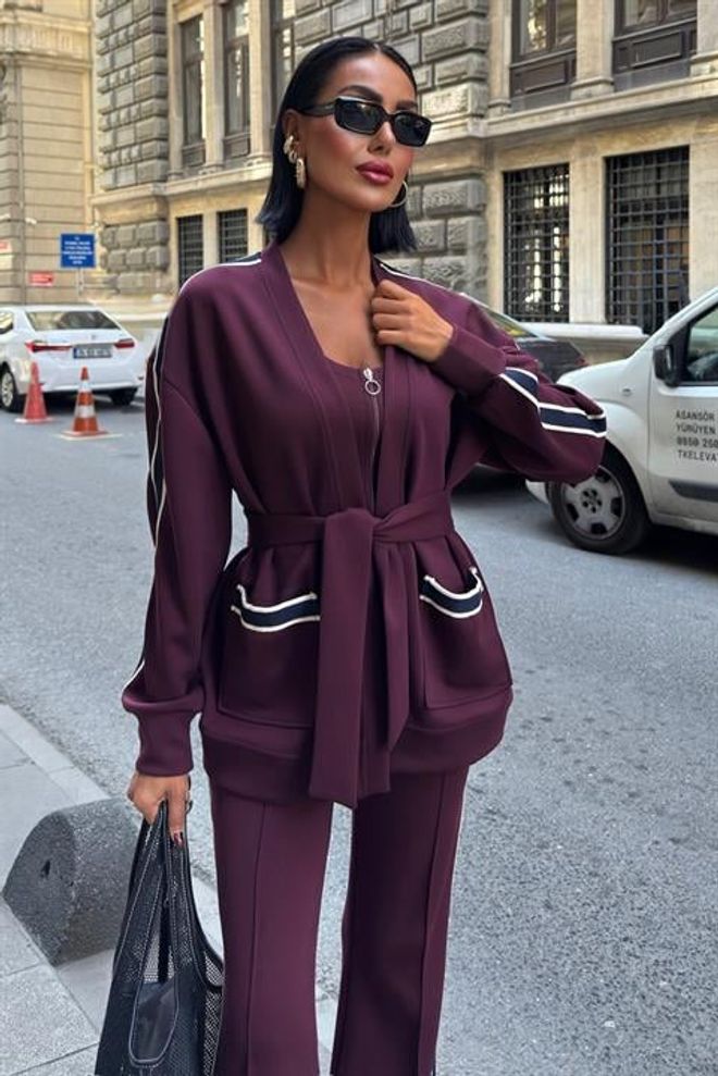 Sobe Istanbul Ensemble Décontracté Sport Rouge Bordeaux Vêtements en gros Lounge