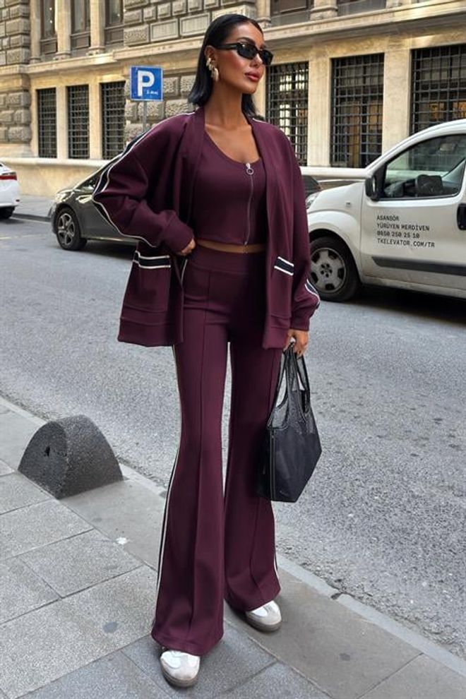 Sobe Istanbul Ensemble Décontracté Sport Rouge Bordeaux Vêtements en gros Travail