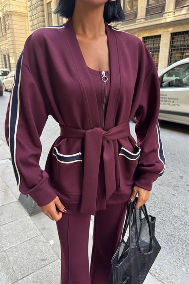 Sobe Istanbul Ensemble Décontracté Sport Rouge Bordeaux Vêtements en gros Streetwear