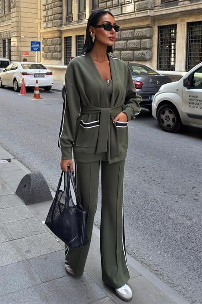 Sobe Istanbul Ensemble Décontracté Sport Streetwear Kaki Vêtements en gros Décontracté
