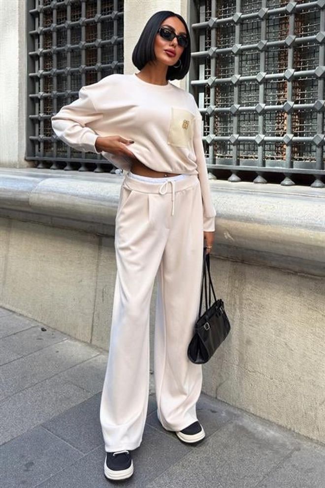 Sobe Istanbul Bežna Casual Oversized Palazzo Komplet Oblačila na debelo Skromno