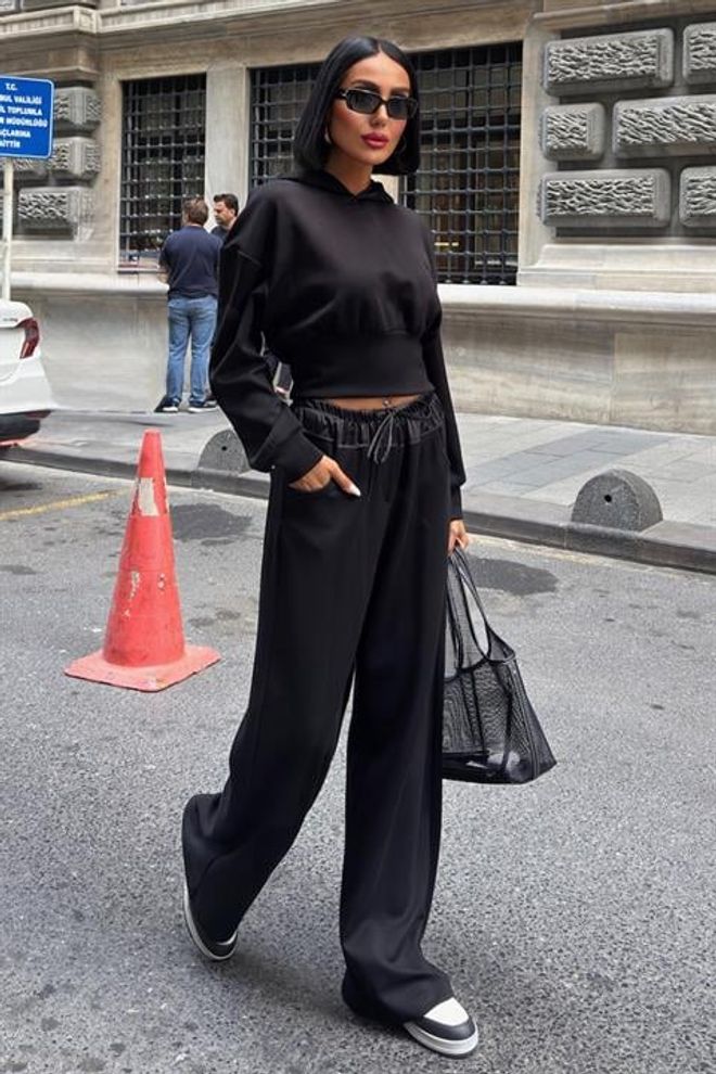 Sobe Istanbul Σετ Μαύρο Casual Streetwear Αθλητικό Χονδρικό εμπόριο ενδυμάτων Απλό