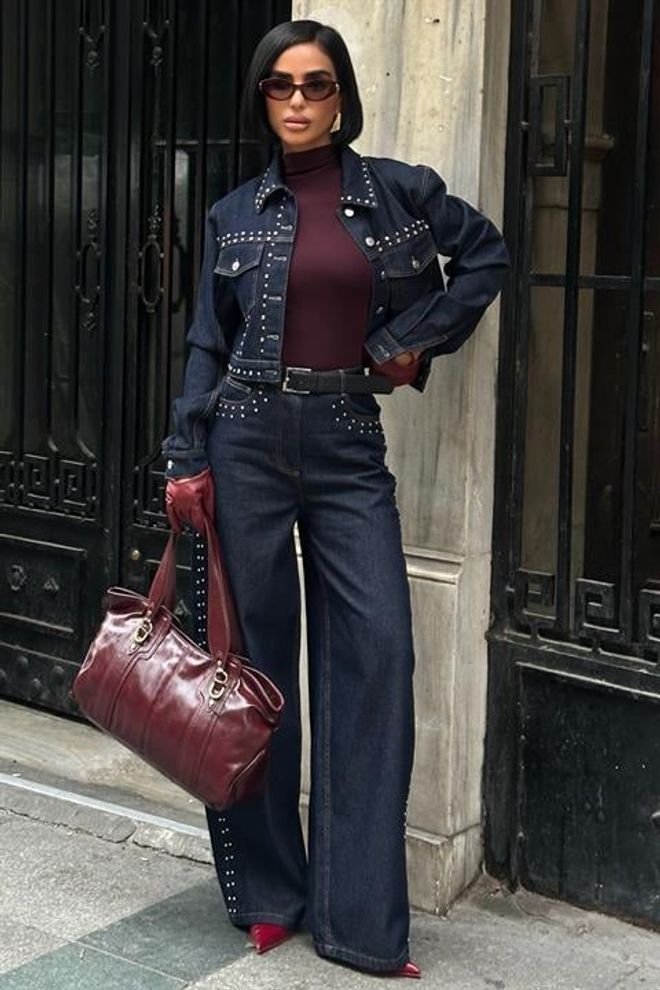 Sobe Istanbul Синий Элегантный Комплект С Брюками Палаццо Оптовая продажа одежды Повседневный