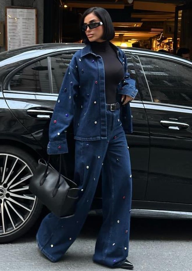 Sobe Istanbul Σετ Μπλε Με Μεγάλο Μέγεθος Και Palazzo Παντελόνι Χονδρικό εμπόριο ενδυμάτων Casual