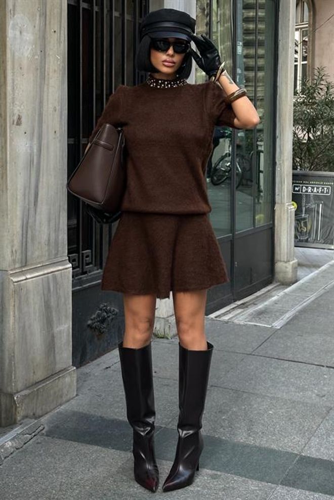 Sobe Istanbul Brązowy Elegancki Casual Komplet Hurtowa sprzedaż odzieży Casual