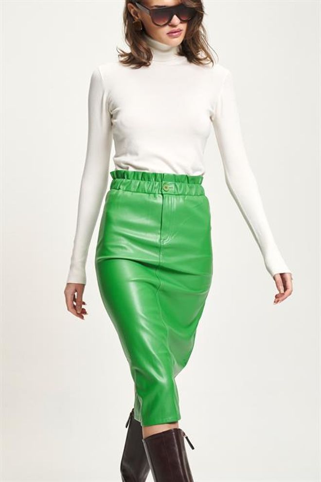 Sobe Istanbul Green Elegant Formal Glam Pencil Skirt Midi Wholesale Clothing Work