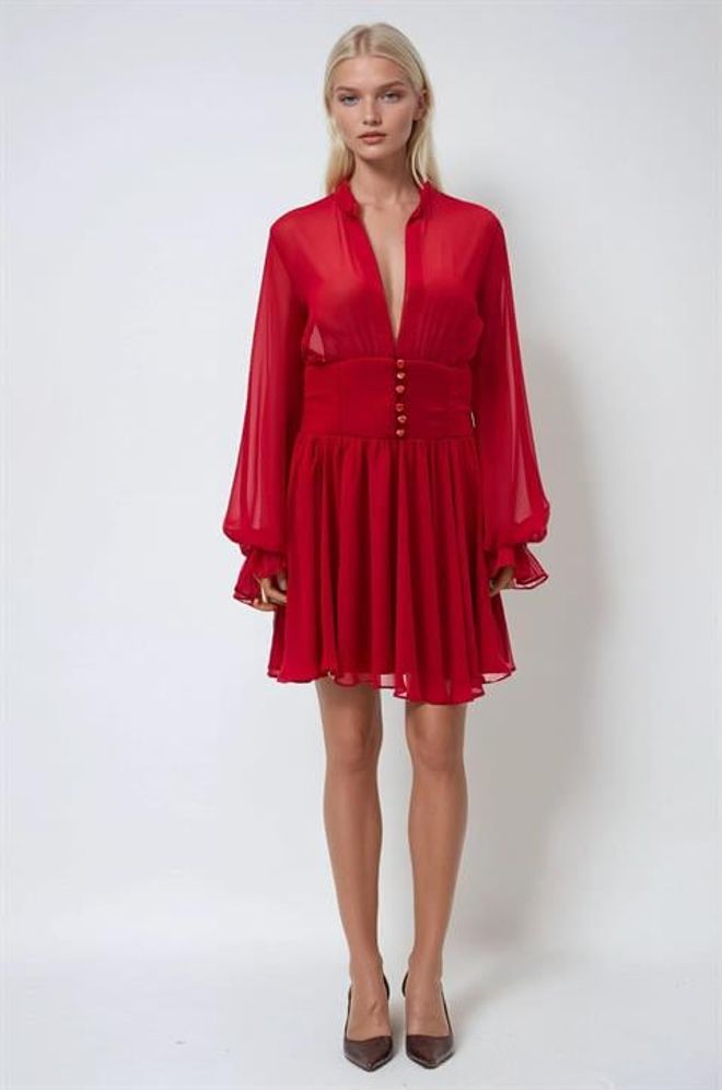 Sobe Istanbul Rochie Mini Roșie Sexy Elegantă Fit And Flare Îmbrăcăminte cu ridicata Sexy