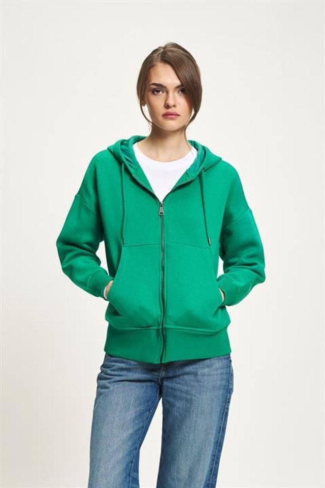 Sobe Istanbul Zelen Pulover Z Kapuco Ležerno In Športno Oblačila na debelo Ležerno