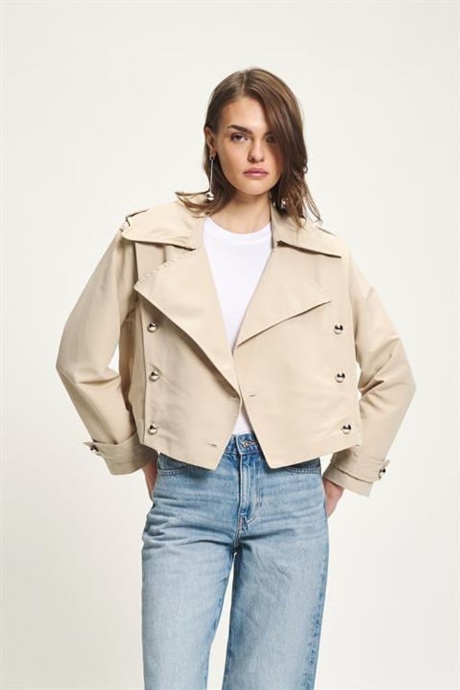 Sobe Istanbul Beżowa Marynarka Dwurzędowa Kurtka Hurtowa sprzedaż odzieży Casual