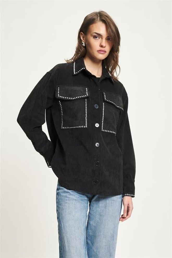 Sobe Istanbul Черная Повседневная Верхняя Рубашка Куртка Оптовая продажа одежды Повседневный