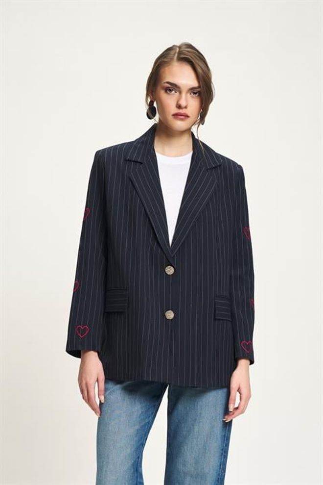 Sobe Istanbul Giacca Blazer Blu Navy Monopetto Abbigliamento all'ingrosso Casuale