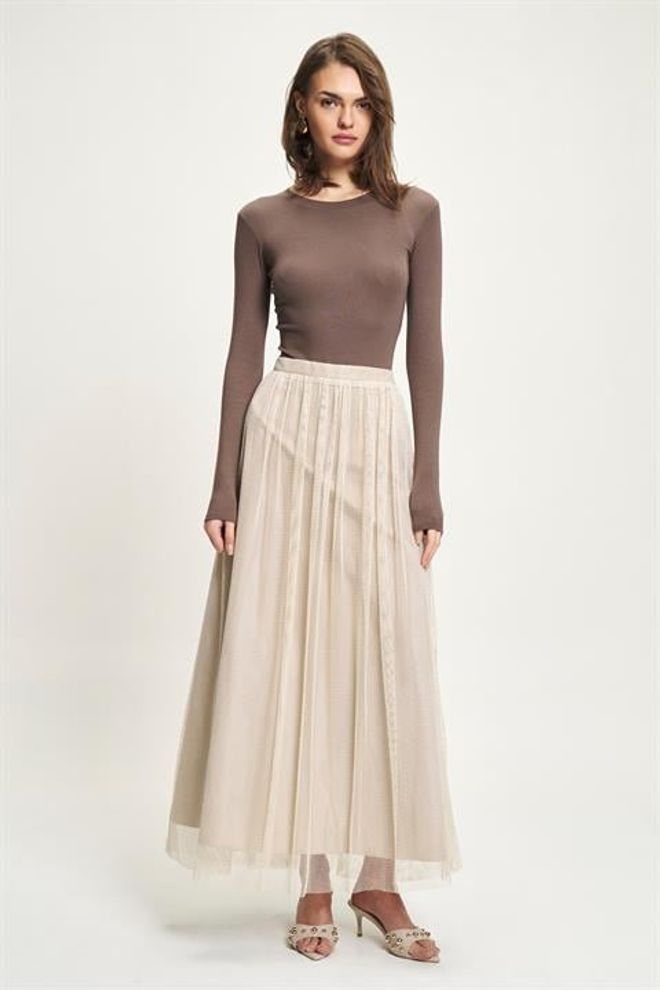 Sobe Istanbul Беж Елегантна Вишеслојна Макси Сукња Велепродаја одеће скроман