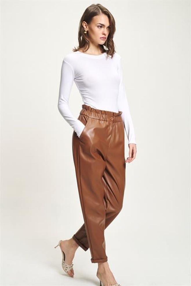 Sobe Istanbul Brown Casual Elegant Tapered Pants Wholesale Clothing Lounge