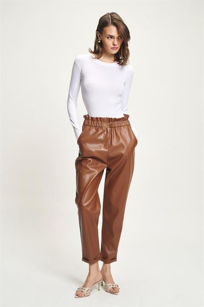 Sobe Istanbul Brown Casual Elegant Tapered Pants Wholesale Clothing Spring