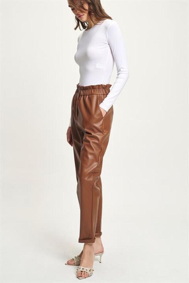 Sobe Istanbul Brown Casual Elegant Tapered Pants Wholesale Clothing 1