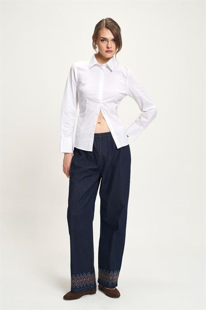 Sobe Istanbul Navy Blue Palazzo Pants Wholesale Clothing Casual