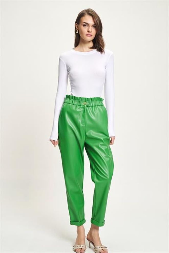 Sobe Istanbul Yeşil Gündelik Zarif Daralan Pantolon Toptan Giyim Gündelik