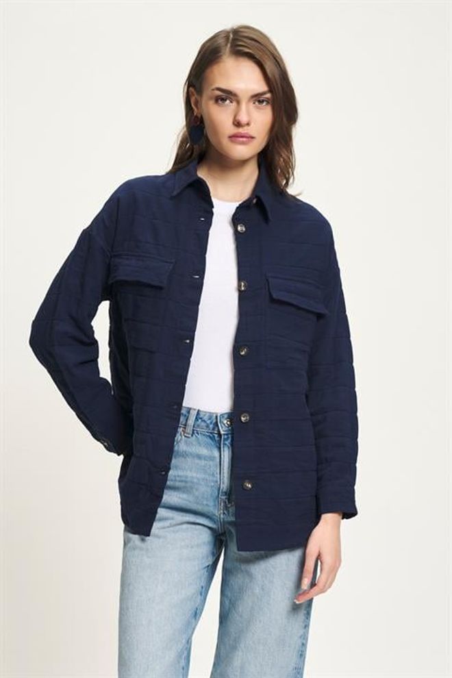 Sobe Istanbul Neformálna Košeľa S Golierom Polo A Gombíkmi Navy Blue Veľkoobchod s oblečením Skromný