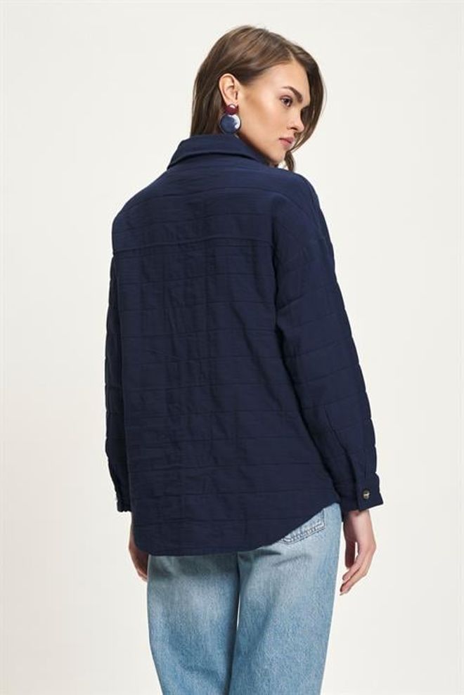 Sobe Istanbul Navy Blue Casual Polo Neck Buttoned Shirt Wholesale Clothing Fall