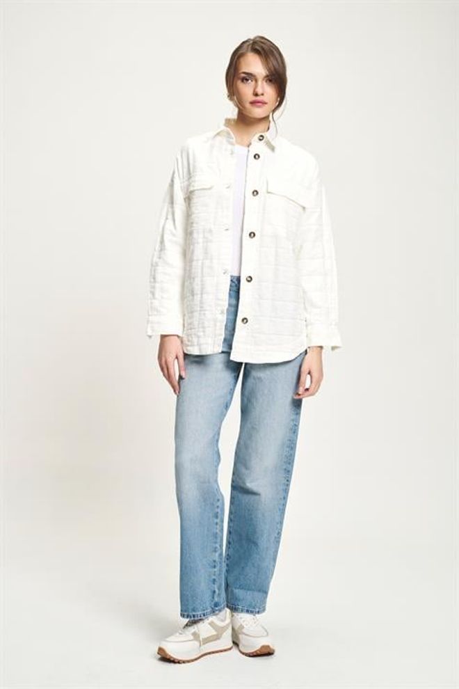 Sobe Istanbul White Oversized Casual Shirt With Shawl Collar Wholesale Clothing 1